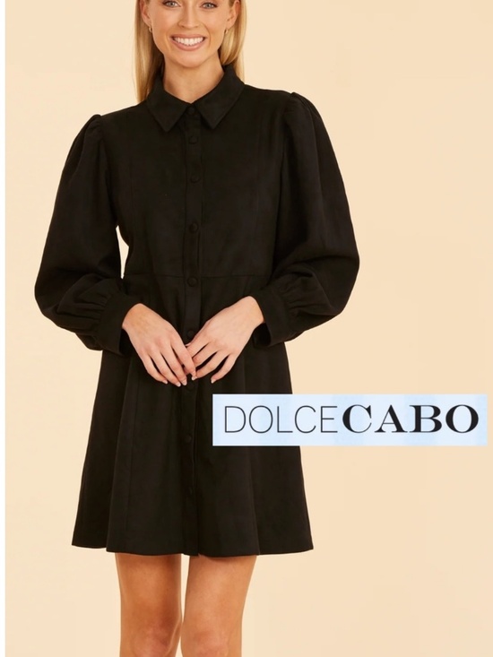 Dolce Cabo Dresses & Skirts - DolceCABO Black faux suede shirt dress, M, CB2732